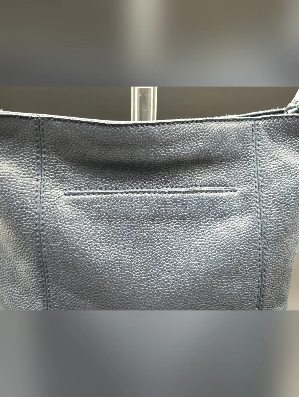 The Sak Navy Blue Pebbled Leather Shoulder Bag - Minimalist Hobo